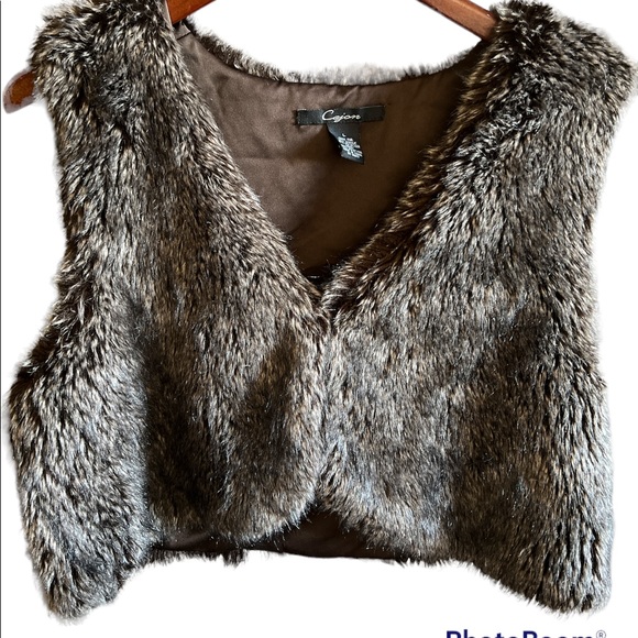 CEJON VINTAGE FAUX MINK BOLERO VEST EUC SIZE LARGE - Picture 1 of 3